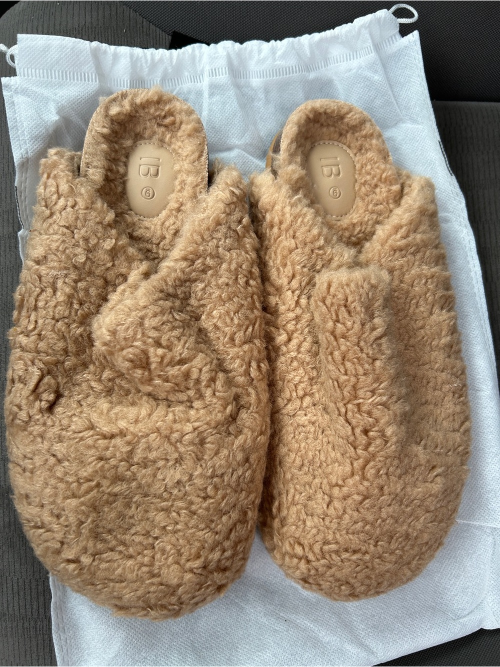 NWOT: INTENTIONALLY BLANK Tan Faux Fur Apres Slipper Size 9